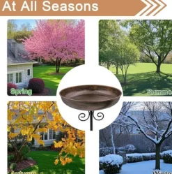 OBOSOE Liten Metall Birdbath för Utomhus, 25 cm Skål med Ställning – Rustfri Fågelbad för Trädgård, Gräsmatta, Patio – 1,5 Liter Kapacitet