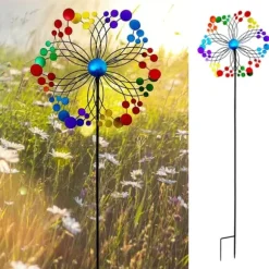 OBOSOE Metall Vindspel – 3D Kinetic Roterande Vindsnurra för Trädgård, Balkong & Uteplats, Batterifri