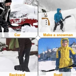 OBOSOE Nöd Snöskyffel med Aluminiumhandtag – Lätt, Justerbar & Bärbar för Hem, Trädgård och Camping