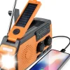 OBOSOE Nödradio Vevradio 5000mAh med Solcell & NOAA, Väderradio med LED-ficklampa för Camping