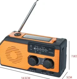 OBOSOE Nödradio Vevradio 5000mAh med Solcell & NOAA, Väderradio med LED-ficklampa för Camping