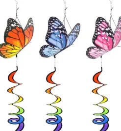 OBOSOE 3-pack 3D Färgglada Fjärils Vindspel – Roterande Vindsnurra för Trädgård, Gräsmatta & Upphängning