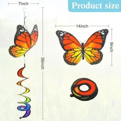 OBOSOE 3-pack 3D Färgglada Fjärils Vindspel – Roterande Vindsnurra för Trädgård, Gräsmatta & Upphängning