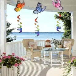 OBOSOE 3-pack 3D Färgglada Fjärils Vindspel – Roterande Vindsnurra för Trädgård, Gräsmatta & Upphängning