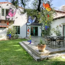 OBOSOE 3-pack 3D Färgglada Fjärils Vindspel – Roterande Vindsnurra för Trädgård, Gräsmatta & Upphängning