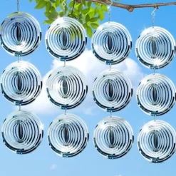 OBOSOE 4-Pack Fågelskrämma – Reflekterande 3D Vindspel mot Svalor & Sparvar – Dekoration för Trädgård, Altan & Fönster