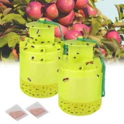 OBOSOE 2-pack Flugfälla / Getingfälla Utomhus – Återanvändbar fluginfångare med Bete för Getingar, Flugor & Fruktflugor