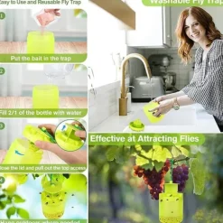 OBOSOE 2-pack Flugfälla / Getingfälla Utomhus – Återanvändbar fluginfångare med Bete för Getingar, Flugor & Fruktflugor
