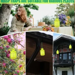 OBOSOE 2-pack Flugfälla / Getingfälla Utomhus – Återanvändbar fluginfångare med Bete för Getingar, Flugor & Fruktflugor