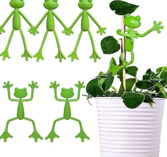 OBOSOE 5-pack Groda Växtstöd, Söt Grodväxtställ Krukhållare för Inomhus & Utomhus Dekoration