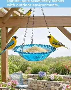 OBOSOE 2-pack Hängande Fågelbad och Fågelmatare – Plastbad & Hängande Matare för Trädgård, Uteplats och Balkong