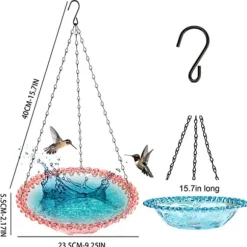 OBOSOE 2-pack Hängande Fågelbad och Fågelmatare – Plastbad & Hängande Matare för Trädgård, Uteplats och Balkong