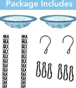 OBOSOE 2-pack Hängande Fågelbad och Fågelmatare – Plastbad & Hängande Matare för Trädgård, Uteplats och Balkong