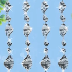 OBOSOE 4-Pack Reflekterande Fågelskrämma i Metall – 3D Vindspel med 12 Skivor för Balkong & Trädgård