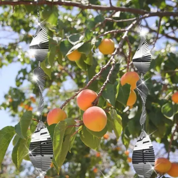 OBOSOE 4-Pack Reflekterande Fågelskrämma i Metall – 3D Vindspel med 12 Skivor för Balkong & Trädgård