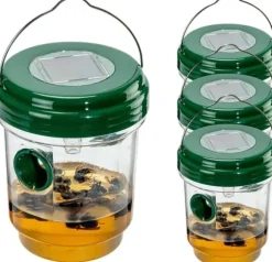 OBOSOE 4-Pack Solcellsdrivna Insektfällor – Utomhus Hängande Geting- och Flygfällor