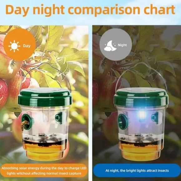 OBOSOE 4-Pack Solcellsdrivna Insektfällor – Utomhus Hängande Geting- och Flygfällor