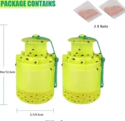 OBOSOE 4-Pack Utomhus Flugfälla – Återanvändbar Fluginfångare med Naturligt Bete för Husflugor, Hästflugor och Fruktflugor