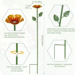 OBOSOE 4-Pack Utomhus Trädgårdsdekoration - Metalliska Fågelmatare / Bin & Fjärils Vattenstation, Insektsbad & Fågelfröskål