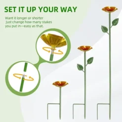 OBOSOE 4-Pack Utomhus Trädgårdsdekoration - Metalliska Fågelmatare / Bin & Fjärils Vattenstation, Insektsbad & Fågelfröskål