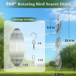 OBOSOE 4-Pack Vindspel för Fåglar – 3D Reflex, Håller Fåglar Borta från Trädgård, Altan & Fönster