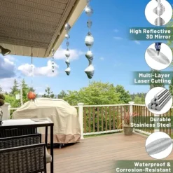 OBOSOE 4-Pack Vindspel för Fåglar – 3D Reflex, Håller Fåglar Borta från Trädgård, Altan & Fönster