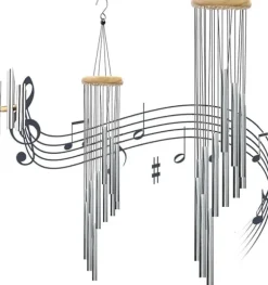 OBOSOE 2-Pack Vindspel med 12 Rör – Dekorativt Utomhus Vindspel för Trädgård med Lugnande Klangspel