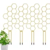 OBOSOE 4-pack växtstöd i metall – Guldfärgat klätterstöd i bikakemönster för krukväxter, blommor & klätterväxter