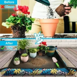 OBOSOE Planteringsmatta/krukbrickor/Krukfat - Skyddsduk för Omplantering (75x75 cm), Vattentät & Vikbar