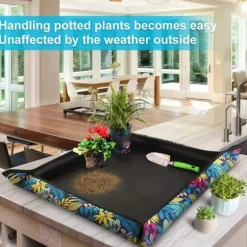 OBOSOE Planteringsmatta/krukbrickor/Krukfat - Skyddsduk för Omplantering (75x75 cm), Vattentät & Vikbar