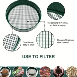 OBOSOE Rostfritt stål-jordsållset med 4 utbytbara såll och spade - Finsågad trädgårdssåll för sand, sten, jord och kompost