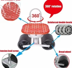 OBOSOE Rullande Arbetsbänk med 2 Hjul - Flyttbar Trädgårdsvagn och Trädgårdsstol för Uterum, Gräsmatta, Trädgård och Gård