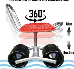 OBOSOE Rullande Arbetsbänk med 2 Hjul - Flyttbar Trädgårdsvagn och Trädgårdsstol för Uterum, Gräsmatta, Trädgård och Gård
