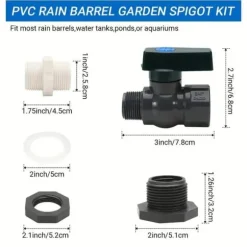 OBOSOE Slangkoppling för Regntunna – PVC Bulkhead Fitting & Vattenkran Adapter, Delningsadapter för Regnvattenbehållare