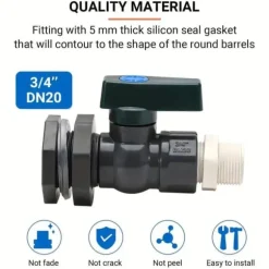 OBOSOE Slangkoppling för Regntunna – PVC Bulkhead Fitting & Vattenkran Adapter, Delningsadapter för Regnvattenbehållare