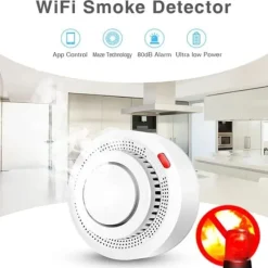 OBOSOE Smart WiFi-brandvarnare – Trådlös rökdetektor med appnotis (batteri ingår ej)