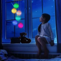 OBOSOE Solcellsdriven Vindspel – 6 LED-ljusbollar med Färgskifte & IP44 Vattentät Design