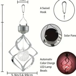 OBOSOE Solcellsdrivet Vindspel & Lykta - Auto Färgbyte, Väderbeständig LED Utomhusdekoration till Trädgård, Halloween