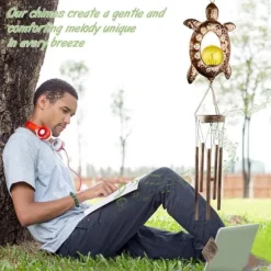 OBOSOE Solpowerad Sköldpadds-Vindspel - Fräsch Utomhusdekoration till Trädgård & Gräsmatta | Perfekt Present till Mamma/Mormor