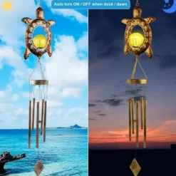 OBOSOE Solpowerad Sköldpadds-Vindspel - Fräsch Utomhusdekoration till Trädgård & Gräsmatta | Perfekt Present till Mamma/Mormor