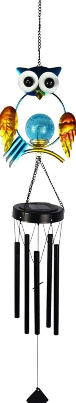 OBOSOE Solpowerad Uggle-Vindspel - 100 cm Vattentät Aluminium/Järn Vindklocka | Fjärran Hängdekoration för Trädgård & Utomhus
