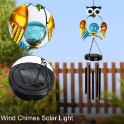 OBOSOE Solpowerad Uggle-Vindspel - 100 cm Vattentät Aluminium/Järn Vindklocka | Fjärran Hängdekoration för Trädgård & Utomhus