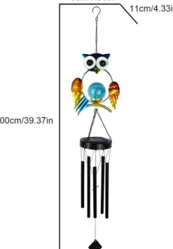 OBOSOE Solpowerad Uggle-Vindspel - 100 cm Vattentät Aluminium/Järn Vindklocka | Fjärran Hängdekoration för Trädgård & Utomhus