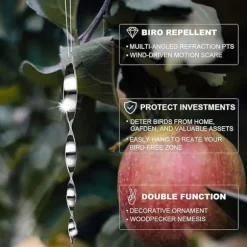 OBOSOE Spiralformad reflekterande fågelskrämma 12-pack Silver 30 cm