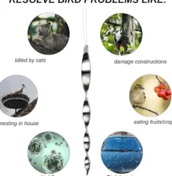 OBOSOE Spiralformad reflekterande fågelskrämma 12-pack Silver 30 cm