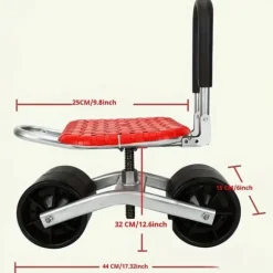 OBOSOE Trädgårdsvagn med Hjul – Justerbar Sits & 360° Sväng, Robust för Inne/Utebruk