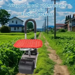 OBOSOE Trädgårdsvagn med Hjul – Justerbar Sits & 360° Sväng, Robust för Inne/Utebruk