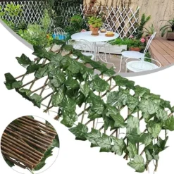 OBOSOE Utbyggbar häck för privatliv – Dekorativ konstgjord murgrönsvägg till balkong, trädgård eller uteplats | Faux-grönsakspaneler i gallerstil