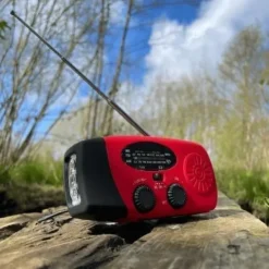 OBOSOE Vevradio med Solceller, LED Ficklampa och 2000mAh Powerbank SOS SUNMATIC - Väderradio för hem- och campingnödsituationer med AM/FM-radio