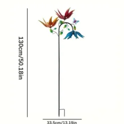 OBOSOE Vinddriven blomster-vindmölla – färgglad trädgårdsdekor, gårdsprydnad, utomhusskulptur